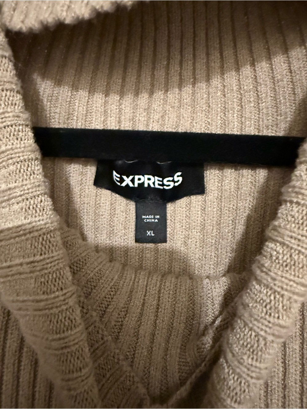 Express Ribbed Turtleneck Sweater Dress in Taupe - Picture 4 of 4